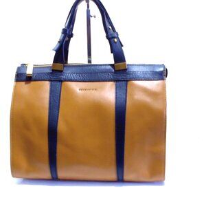 Coccinelle Brown Leather Satchel, with Black Leather Trim, Gold Hardware